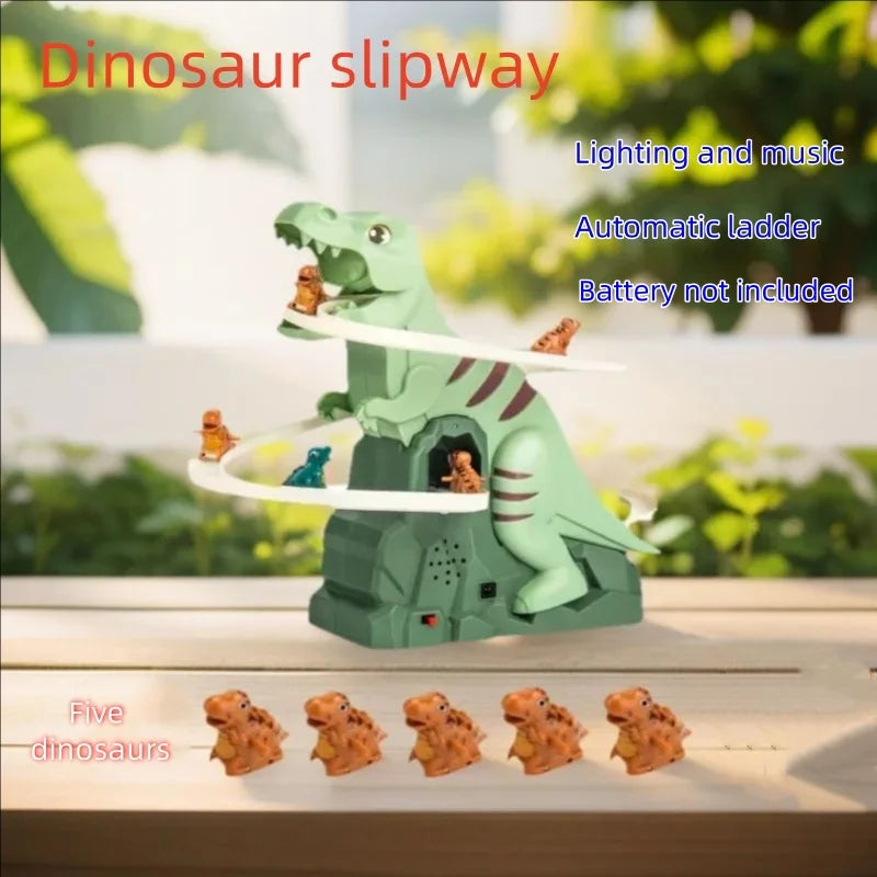 Dinosaur Slide Track Toy with Lights & Music – Creative Puzzle Assembly Toy Cars for Children