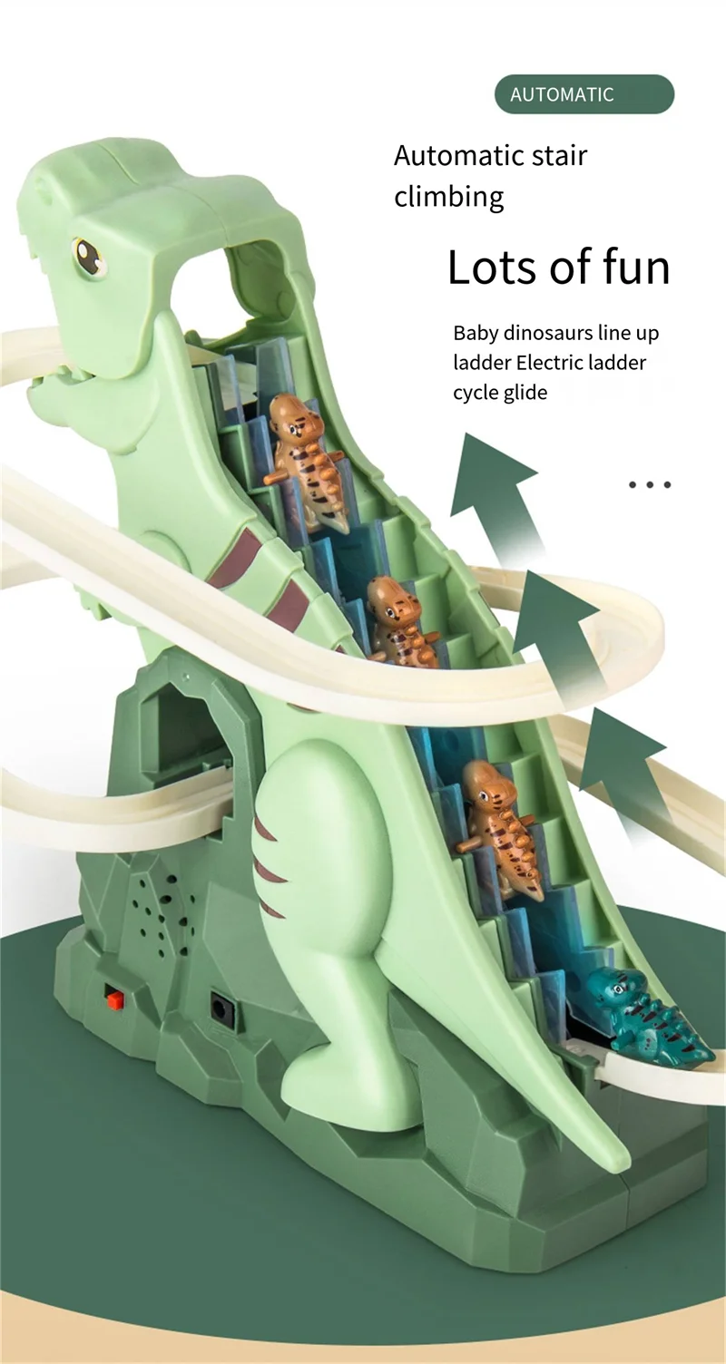 Dinosaur Slide Track Toy with Lights & Music – Creative Puzzle Assembly Toy Cars for Children