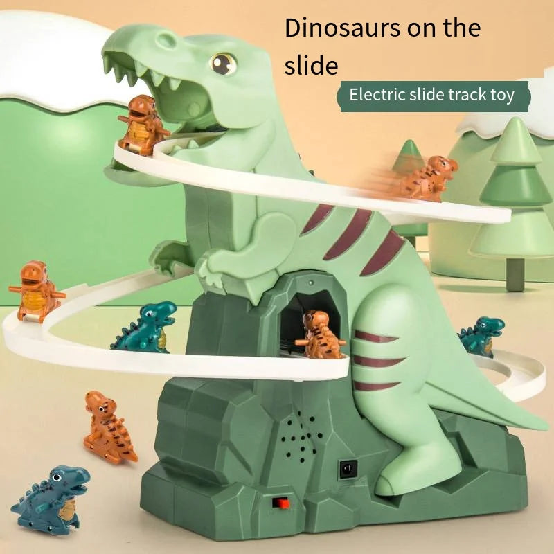 Dinosaur Slide Track Toy with Lights & Music – Creative Puzzle Assembly Toy Cars for Children