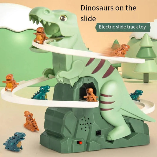 Dinosaur Slide Track Toy with Lights & Music – Creative Puzzle Assembly Toy Cars for Children