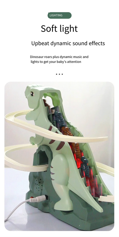 Dinosaur Slide Track Toy with Lights & Music – Creative Puzzle Assembly Toy Cars for Children